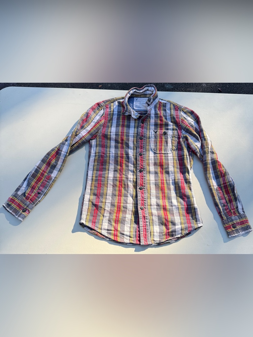 American Eagle Y2K Plaid Button-Down Flannel Shirt